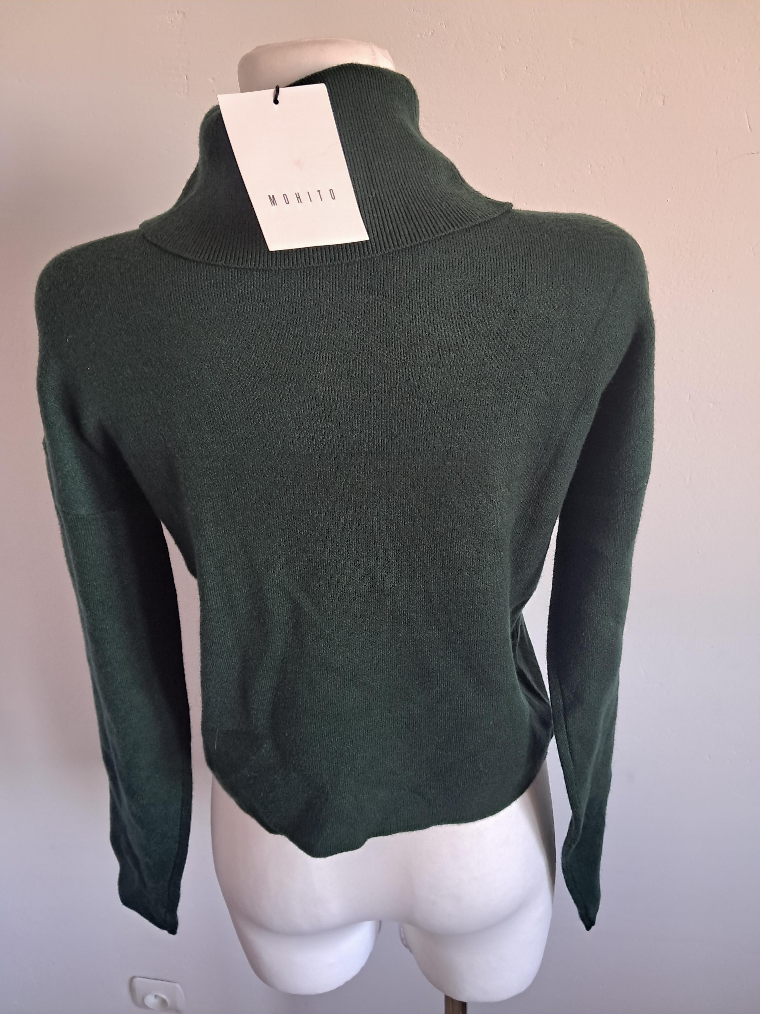 Ciemnozielony sweter z golfem Mohito XS