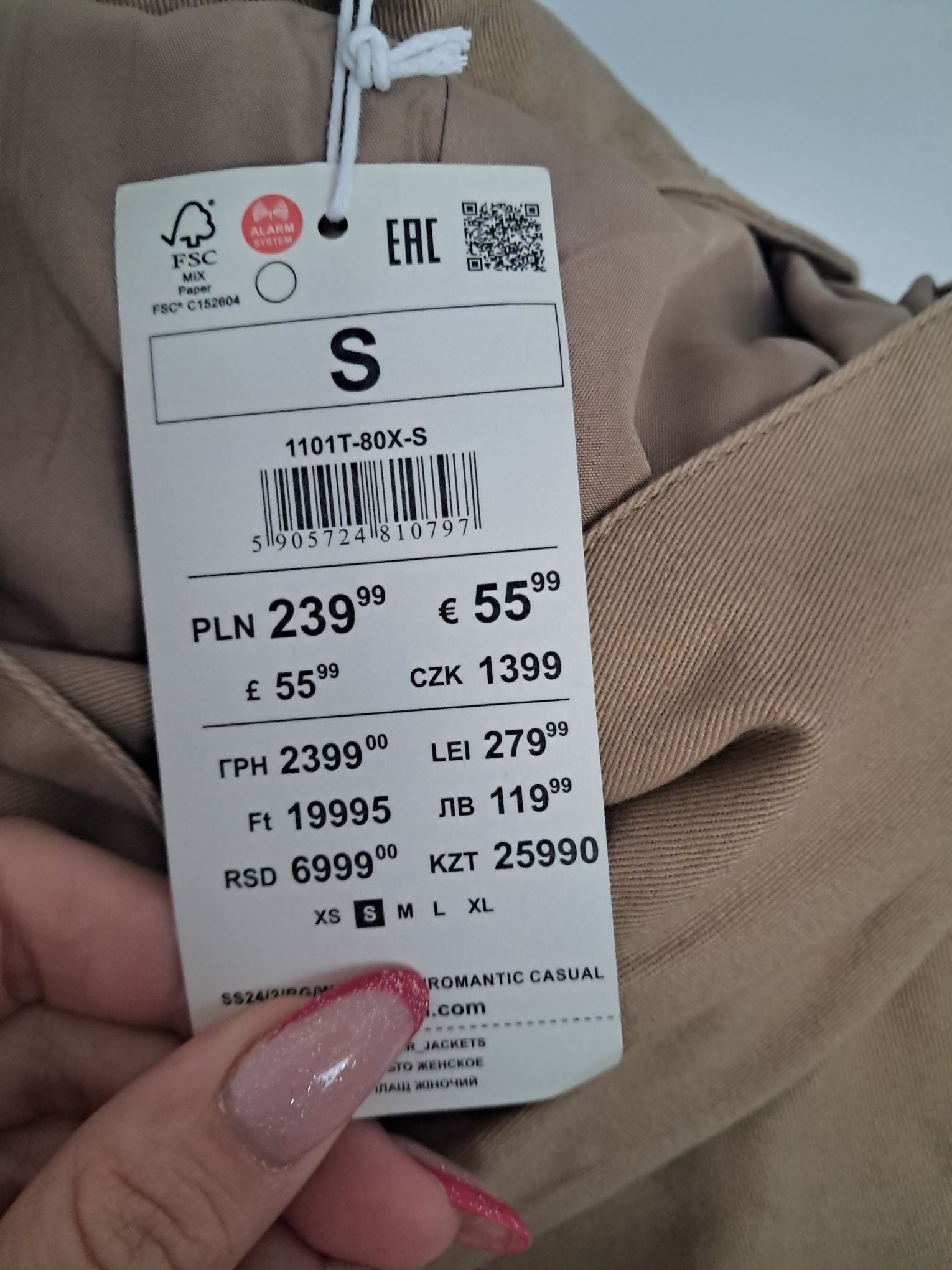 Bawełniana Parka Damska Reserved S - Nowa z Metką (Brak Guzika)