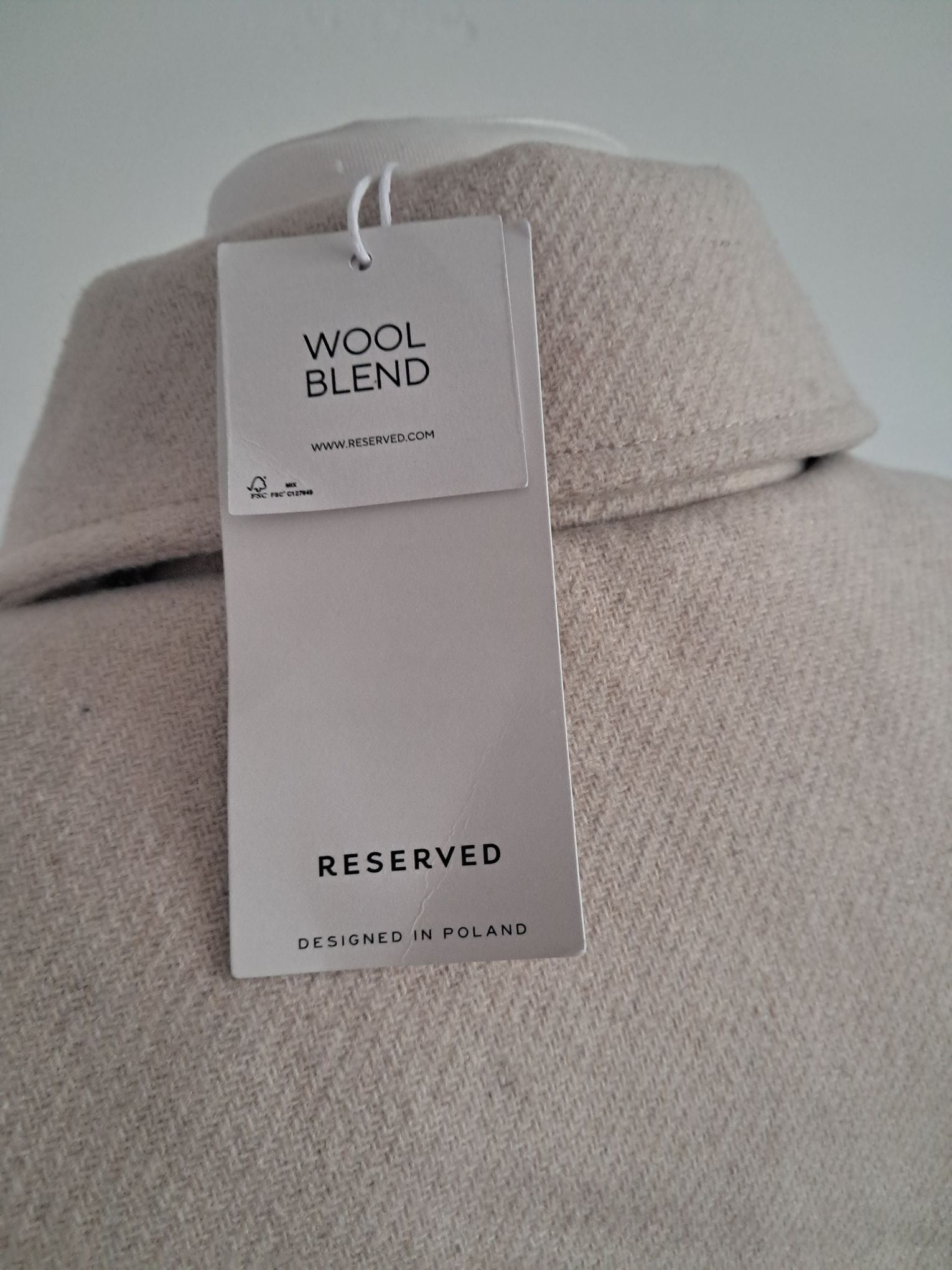 Płaszcz Dwurzędowy z Wełną Reserved XS - Nowy z Metką (Przybrudzenie)